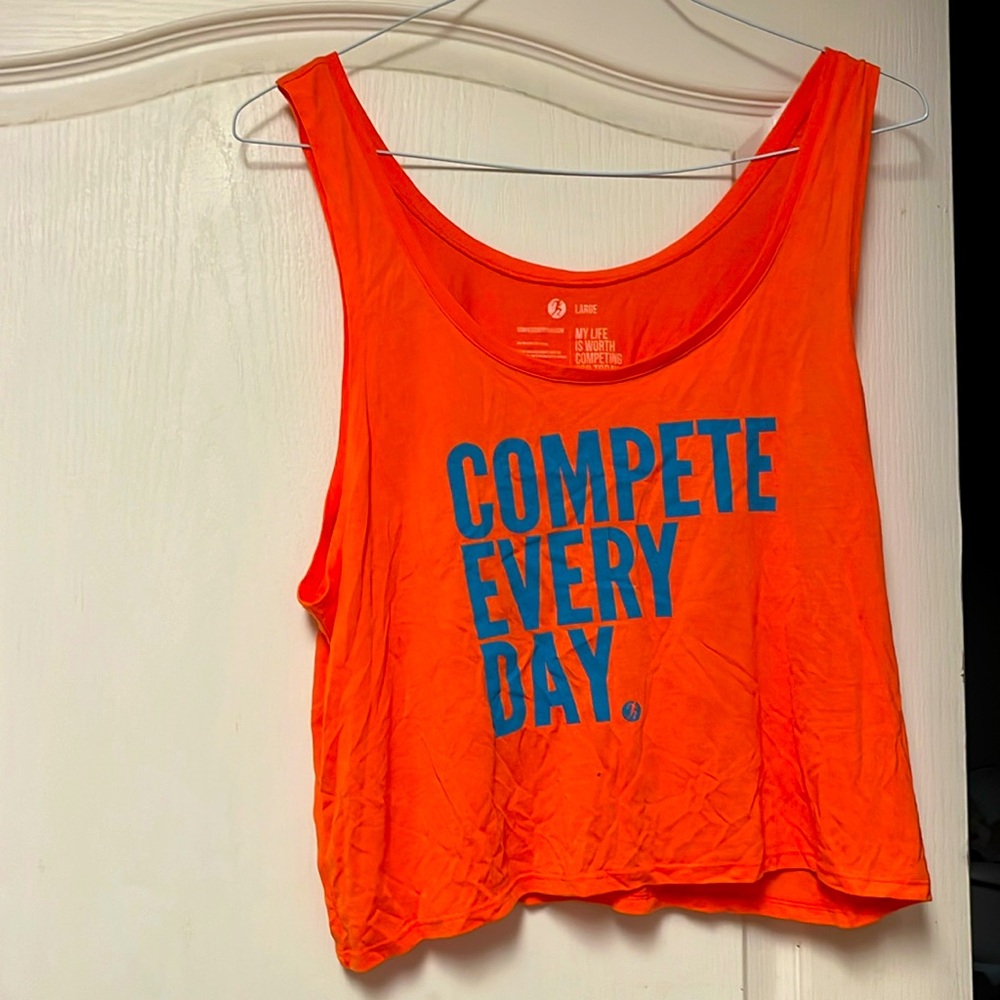 Women’s Orange Crop Tank Top — Compete Every Day